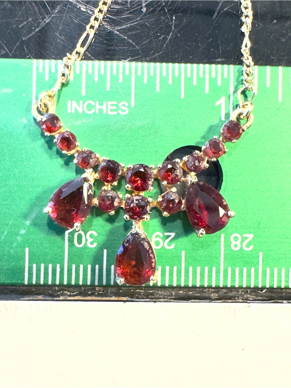 18k Garnet Drop Necklace - Picture 5 of 12